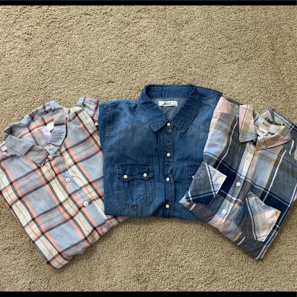 Lot Of 3 Flannel/Plaid Shirts. Alya, H&M, Inso. Sm